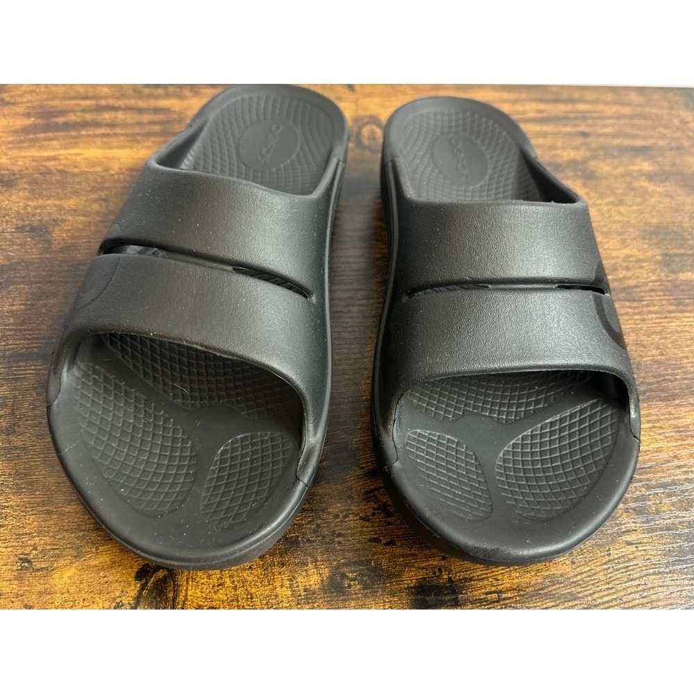 OOFOS OOahh Recovery Slides Matte Black Slip On Sandals Women's 9 Men's 7 EU 40 - Picture 12 of 12